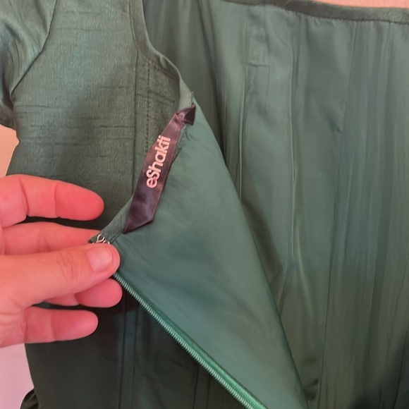 eShakti Emerald Green Fit and Flare Dress - Picture 4 of 5